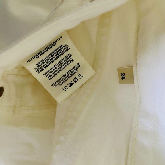 Citizens Of Humanity Liya High Rise Classic Fit Distressed White Denim Jeans 24 - Picture 12 of 13